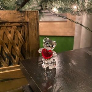 Swarovski Kris Bear “A Heart for You” Crystal Bear with Red Heart Ornament